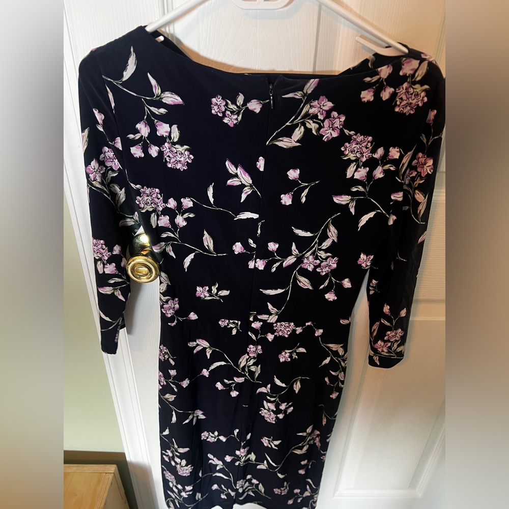 Lauren Ralph Lauren Navy and Pink Floral Long Sleeve Dress